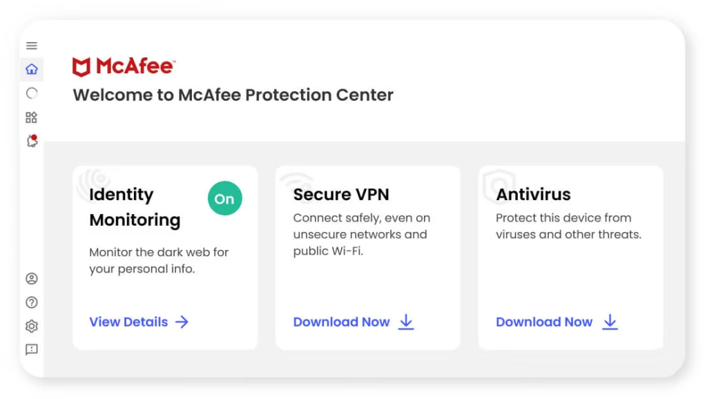 McAfee interfaz